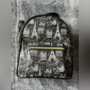 Chic Black Paris-Themed Backpack